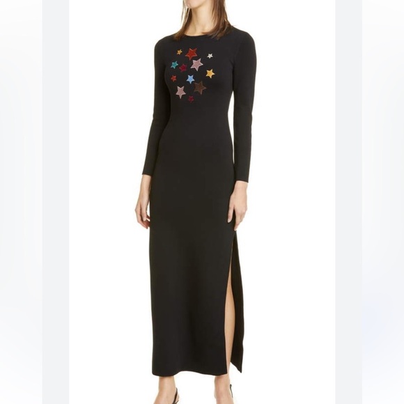 STAUD Aries Star Embroidered Maxi Dress | Long Sleeve | Size M | Black - Picture 1 of 12
